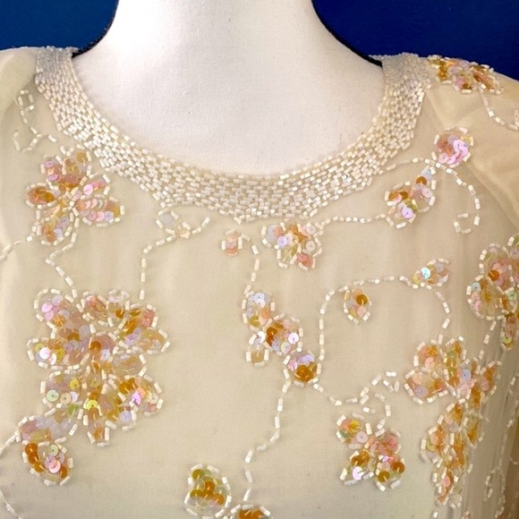 Women’s Michelangelo Beaded and Iridescent Sequined Fully Lined Top Size 8 - Picture 4 of 10